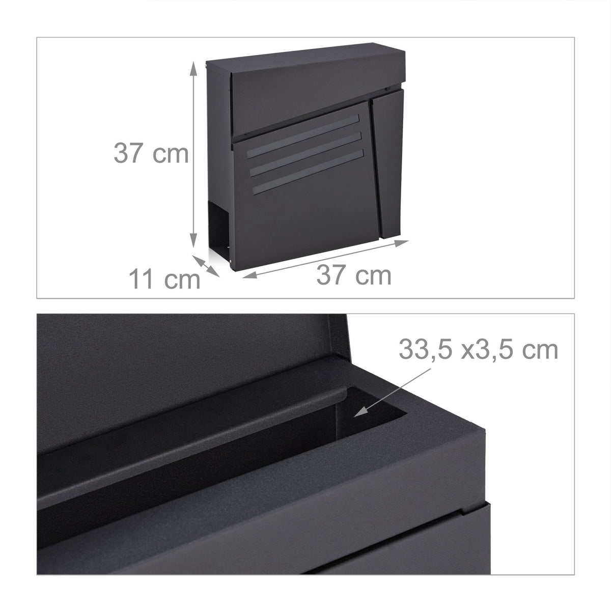 Black mailbox with newspaper holder