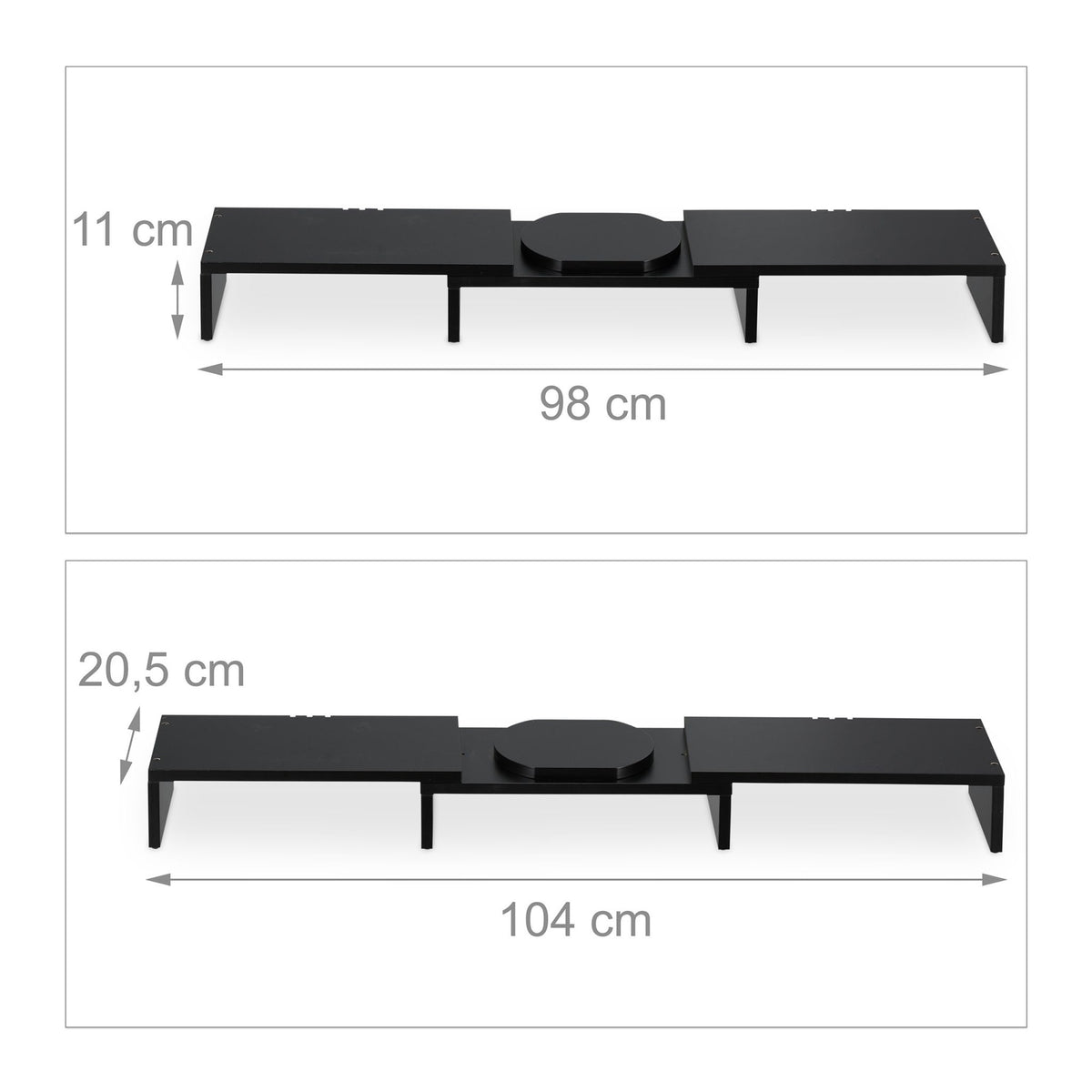 Black monitor stand for 2 monitors