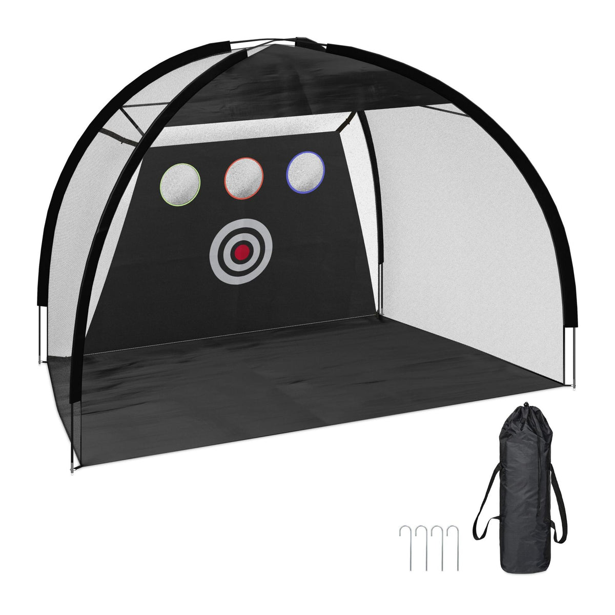 Black practice net for golf