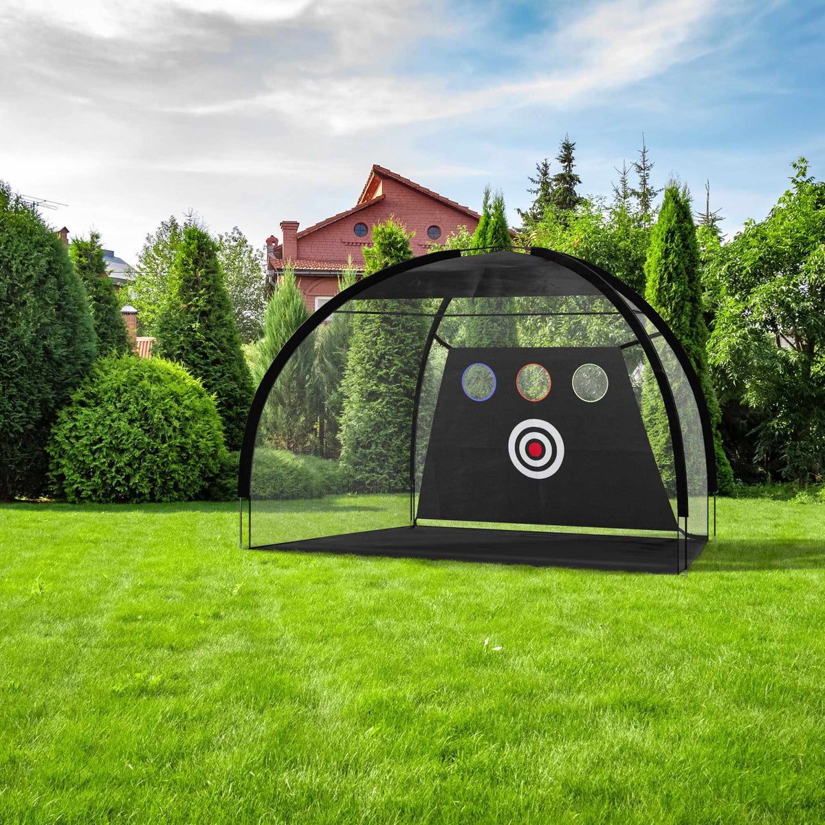 Black practice net for golf