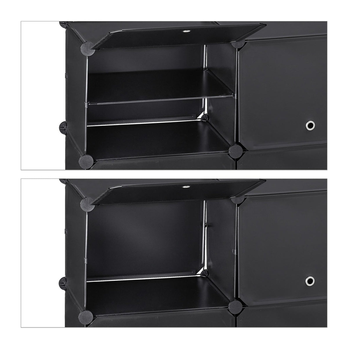 Black shoe cabinet with 12 compartments