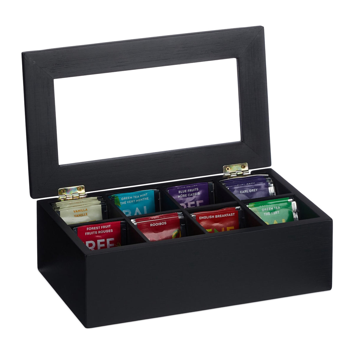 Black tea box with 8 compartments