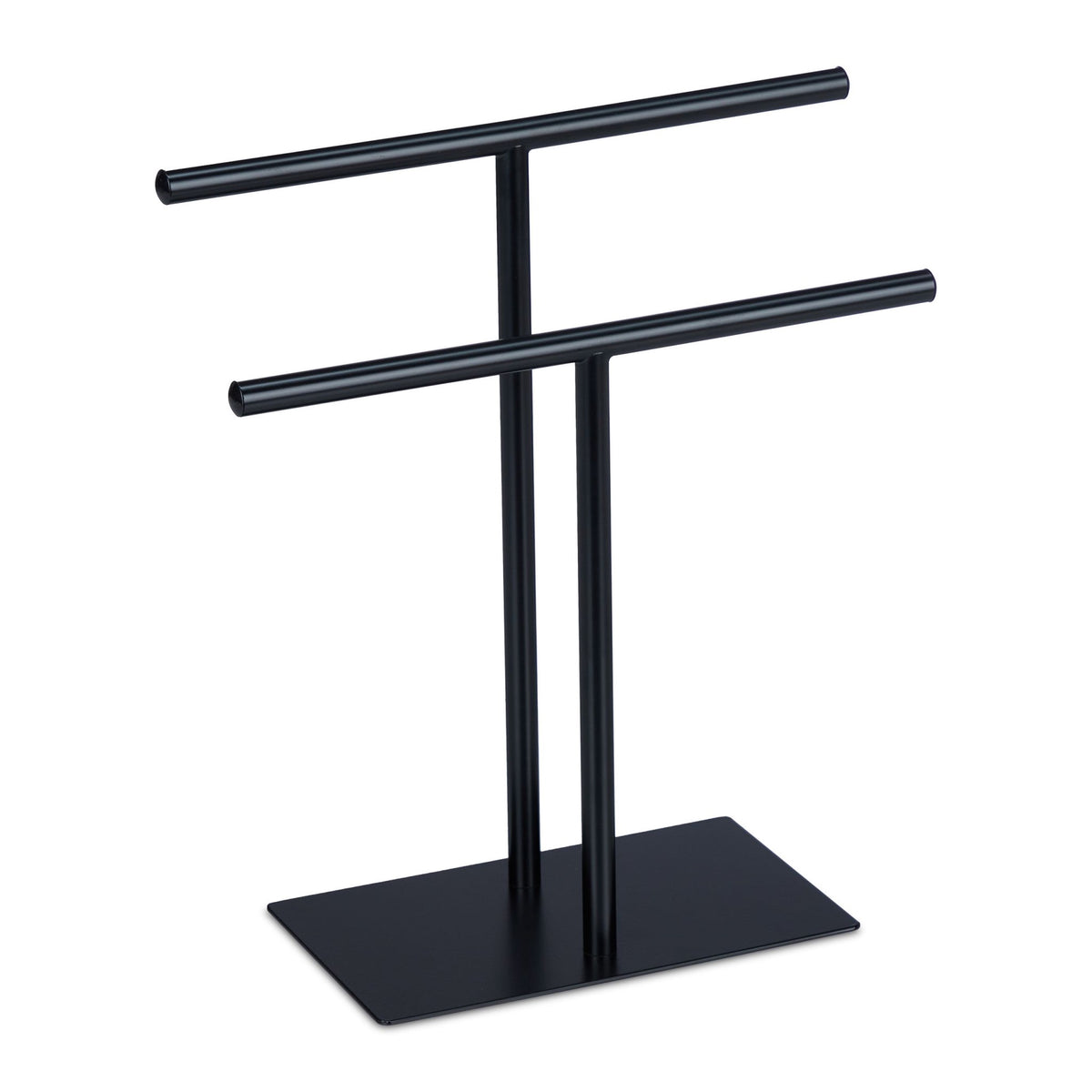 Black towel stand with 2 rails