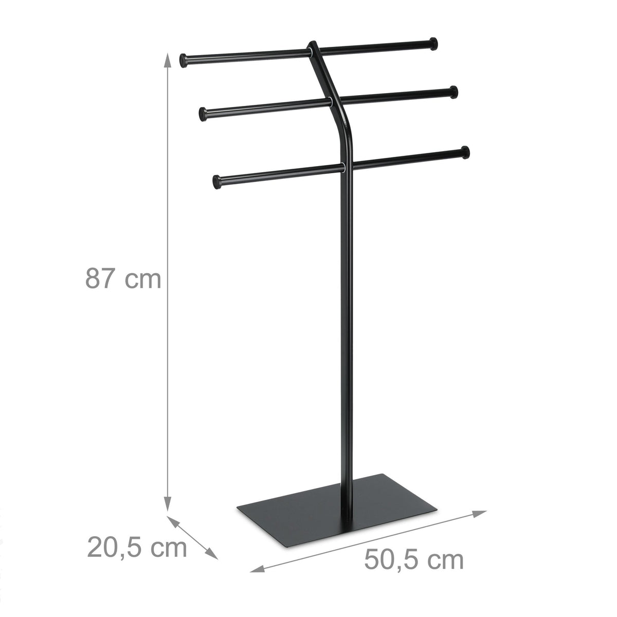 Black towel stand with 3 rails