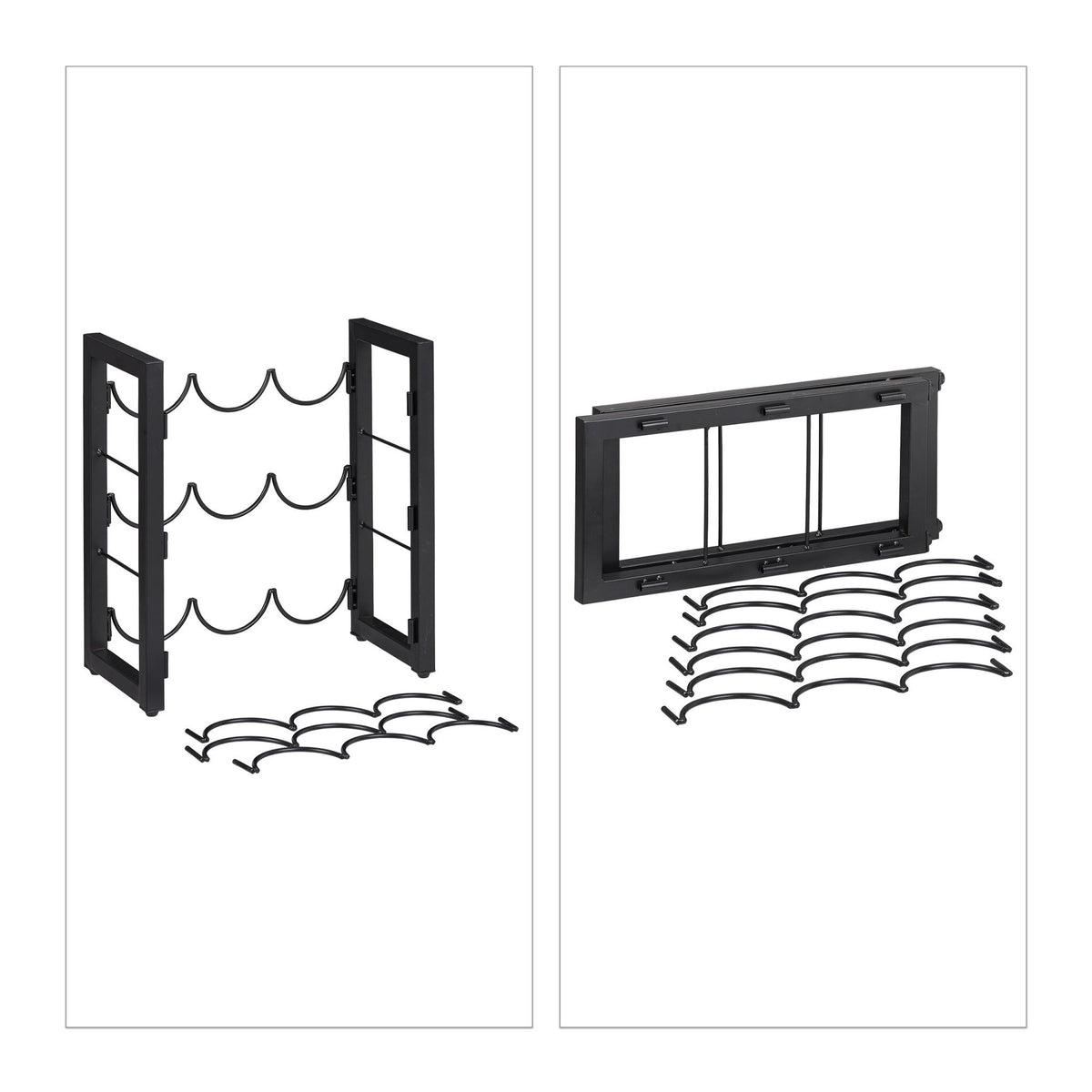 Black wine rack for 9 bottles