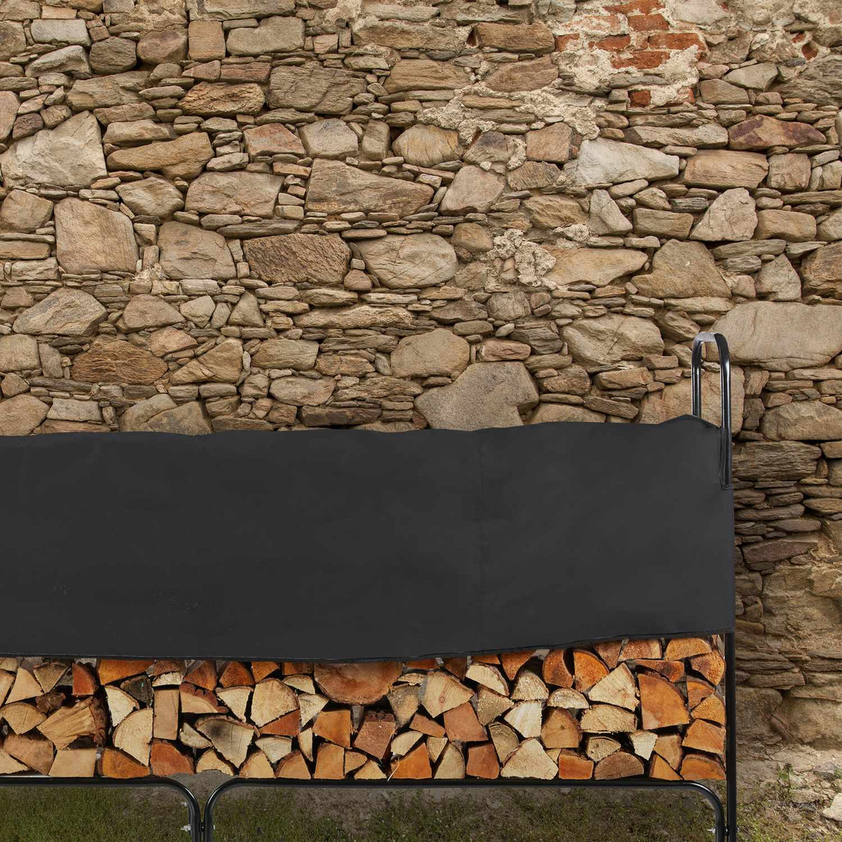 Black wood shelf with lid