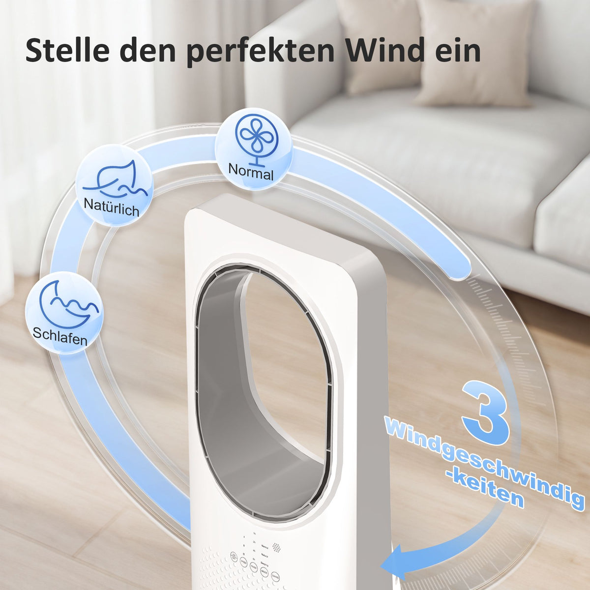 Bladeless Tower Fan, 36 dB, 45 Oscillation, 15h Timer