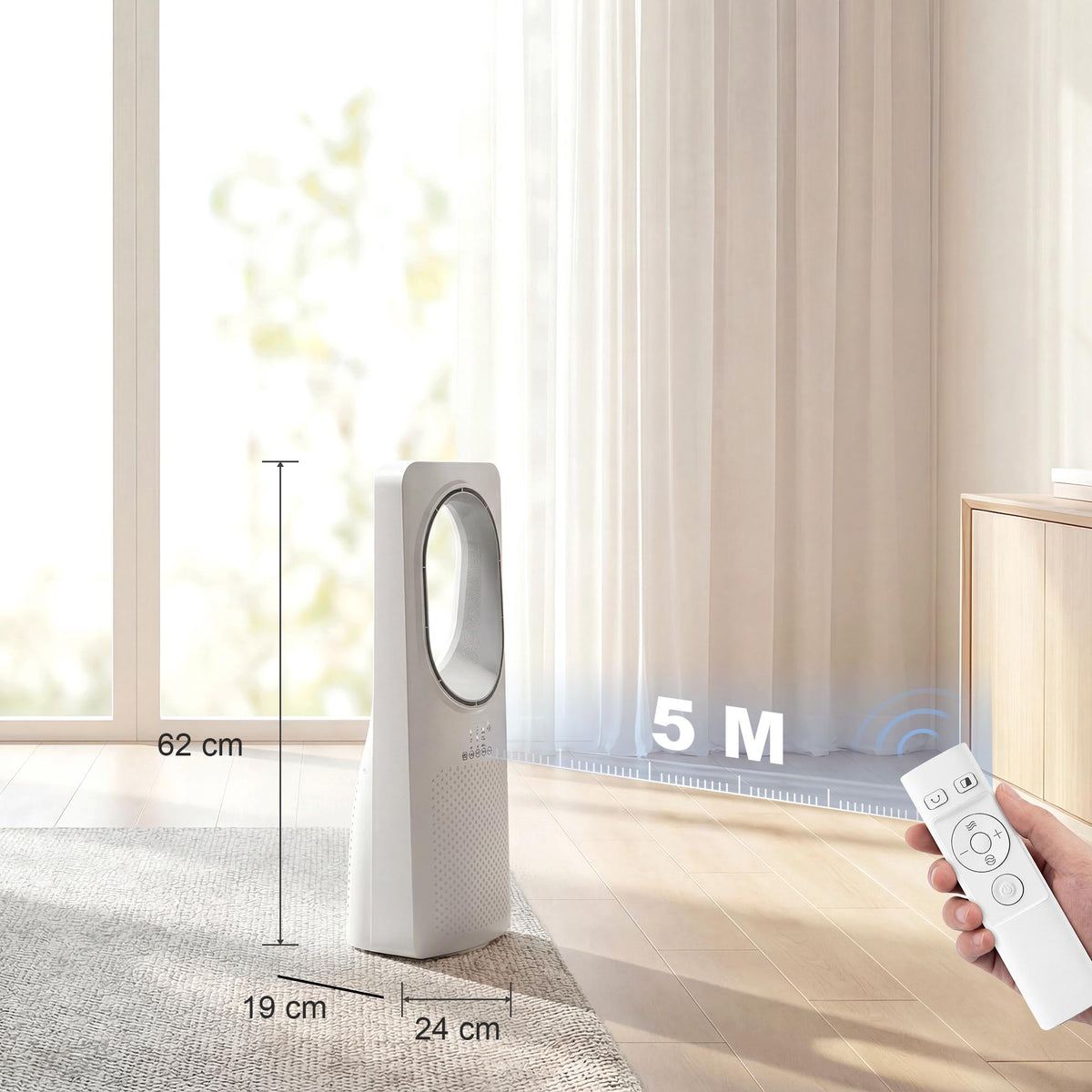 Bladeless Tower Fan, 36 dB, 45 Oscillation, 15h Timer