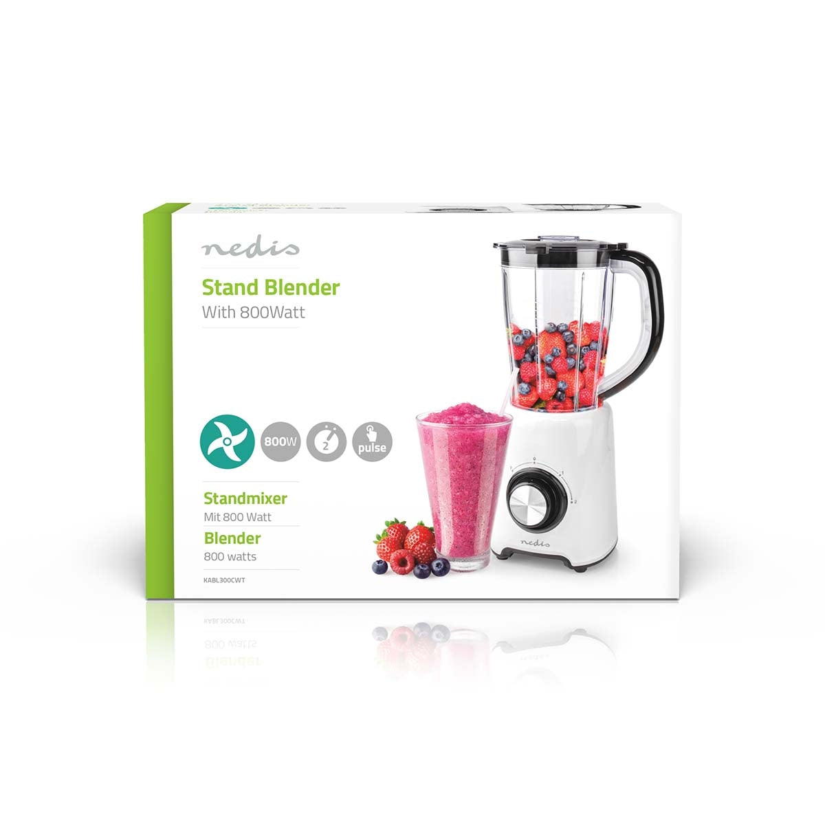 Blender | 800 W | 1.5 l | Plastic | 2 speed setting | Black / White