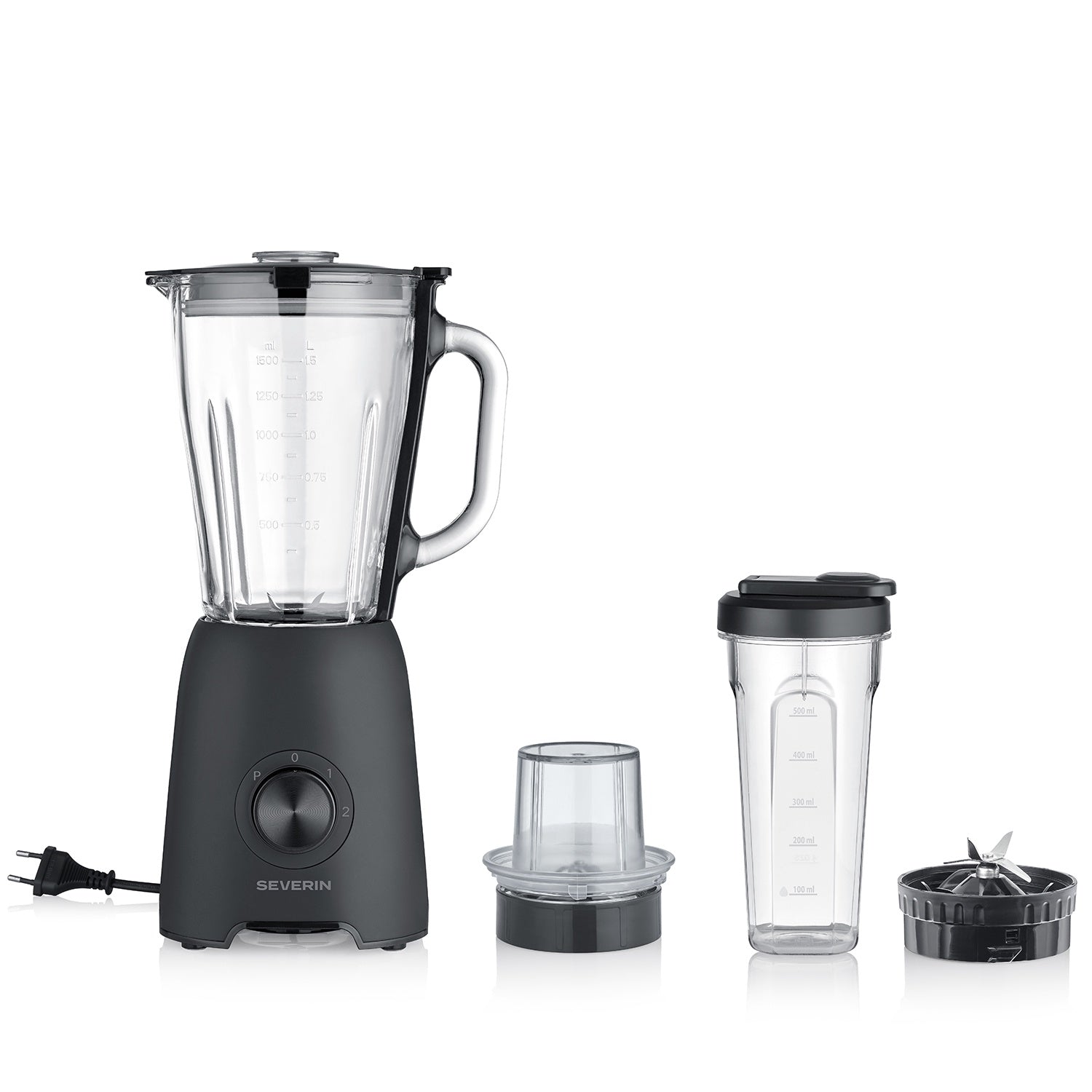 Blender With 1.5L Glass Jug, 600W, Smoothie Cup, Chopper