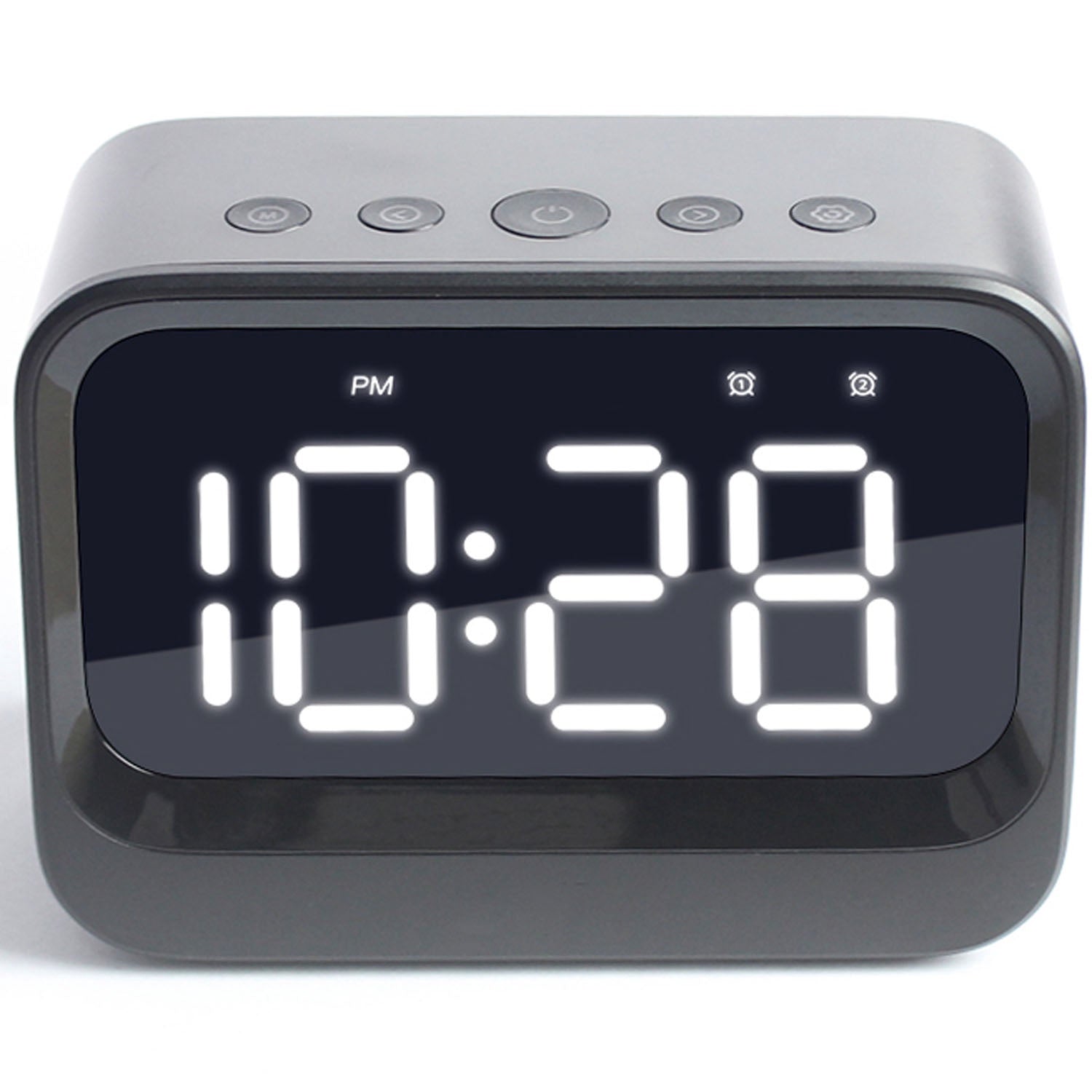 Bluetooth Alarm Clock with Speaker, Dual Alarms, Black