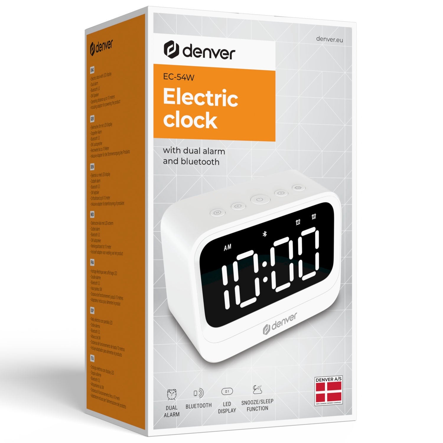 Bluetooth Alarm Clock with Speaker, Dual Alarms, White