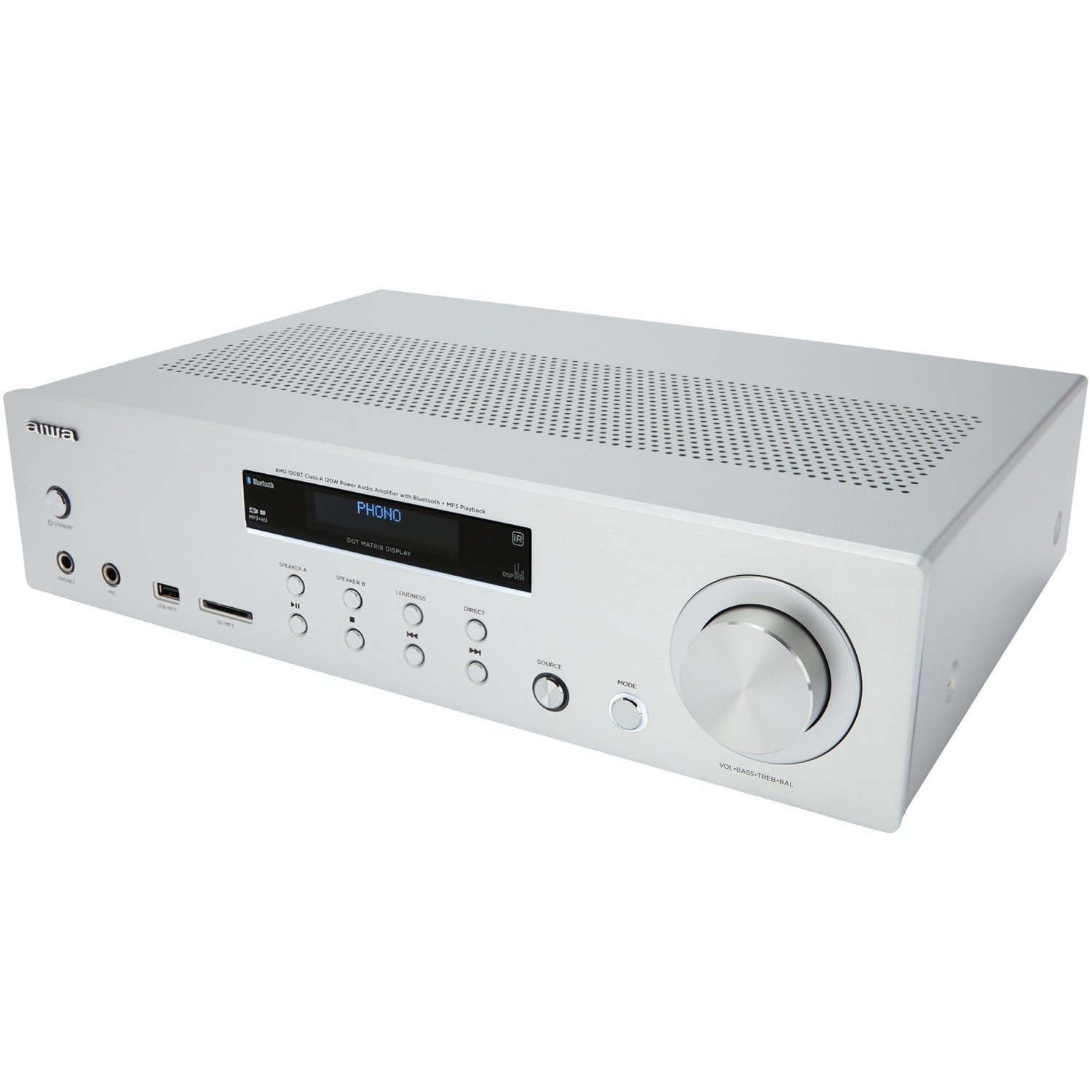 Bluetooth Amplifier, 2x60W RMS, Silver Finish