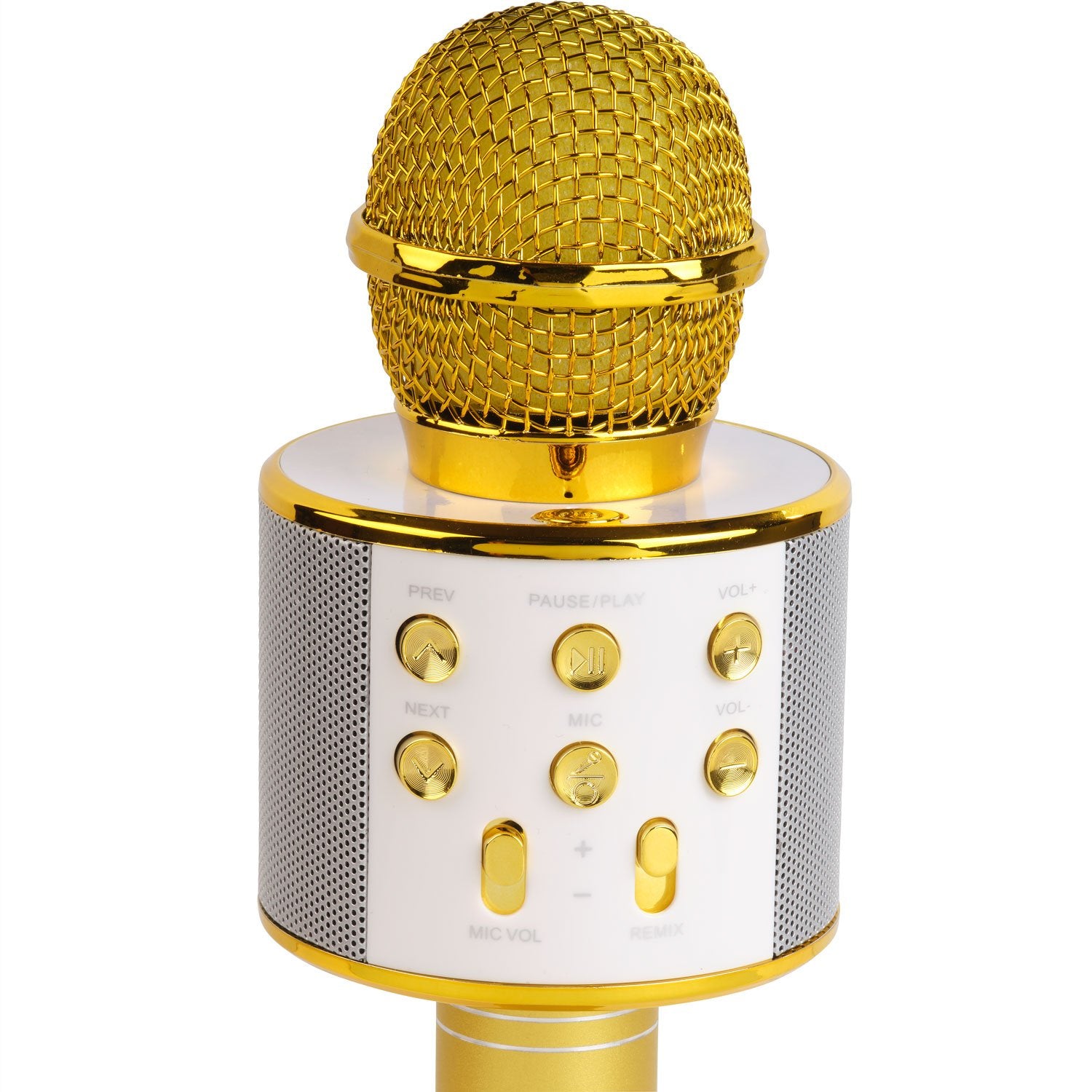 Bluetooth Karaoke Microphone with built-in speaker. Gold