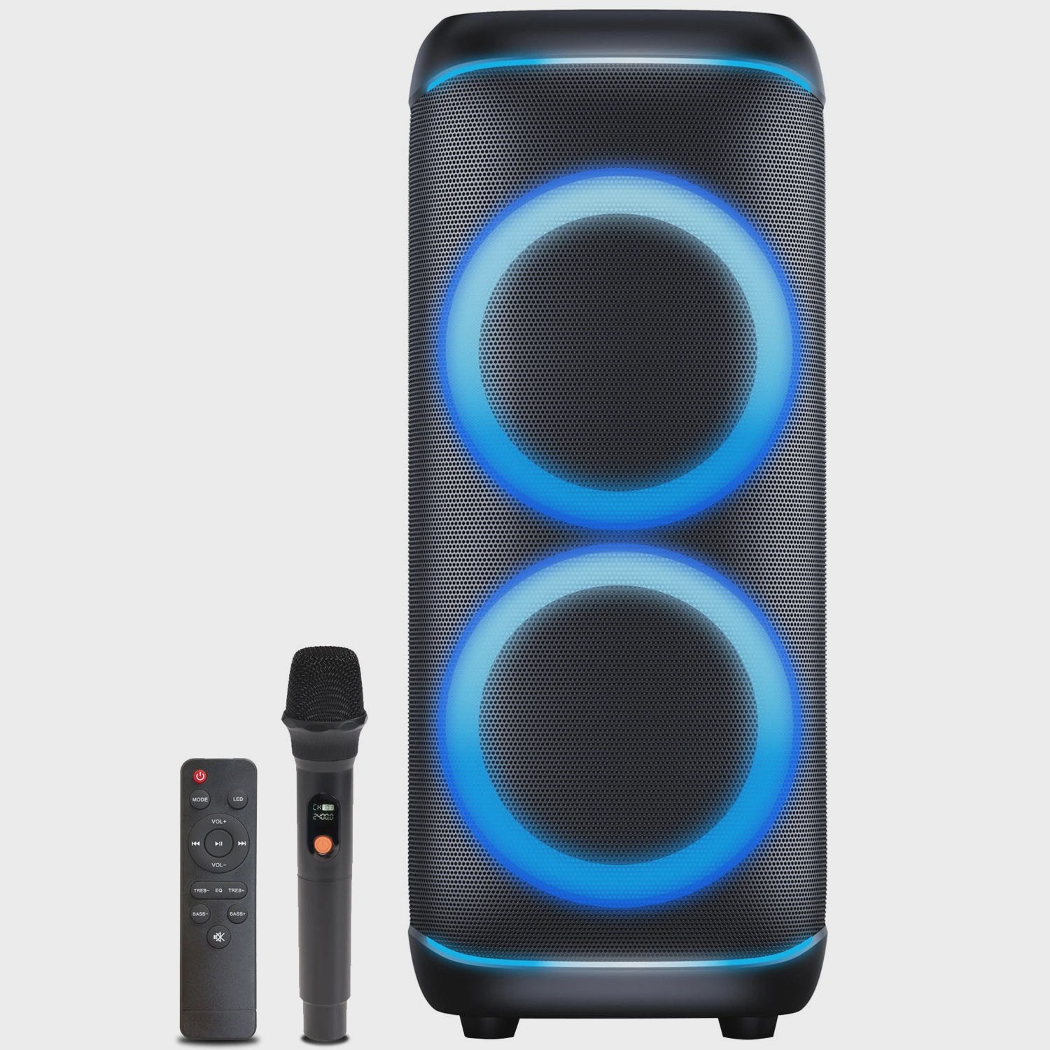 Bluetooth Party Speaker, 2x10" Woofers, 200W, LED Lights