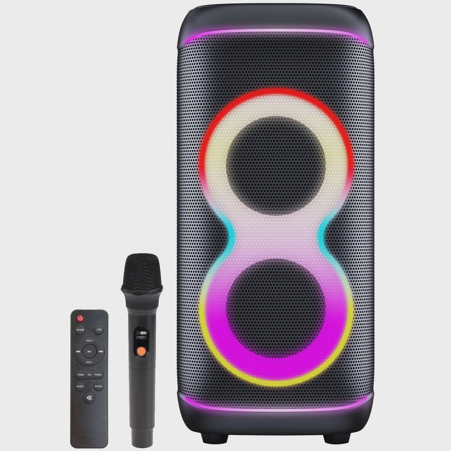 Bluetooth Party Speaker, 2x6.5" Woofers, 100W, LED Lights
