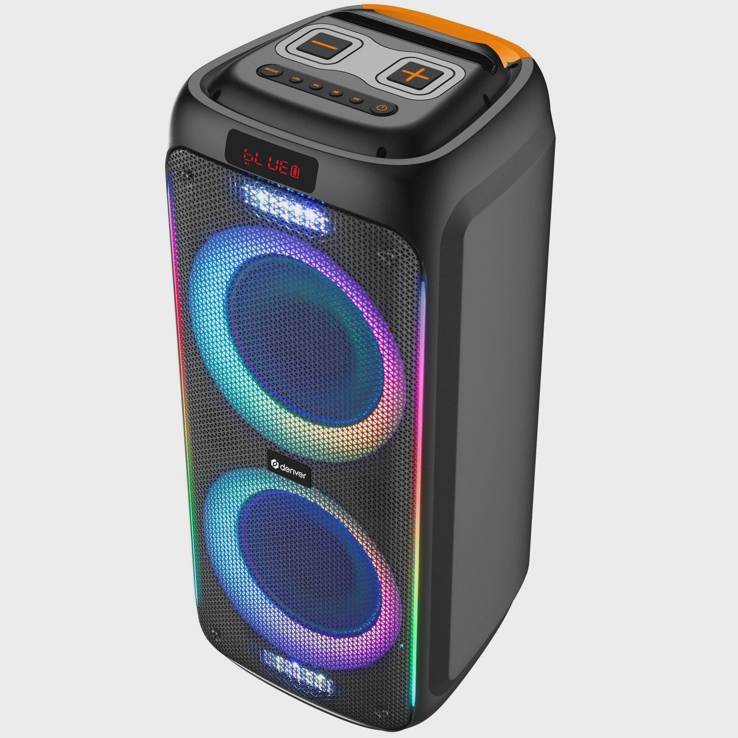 Bluetooth Speaker, 2x8" Woofers, 60W, LED Lights, Black
