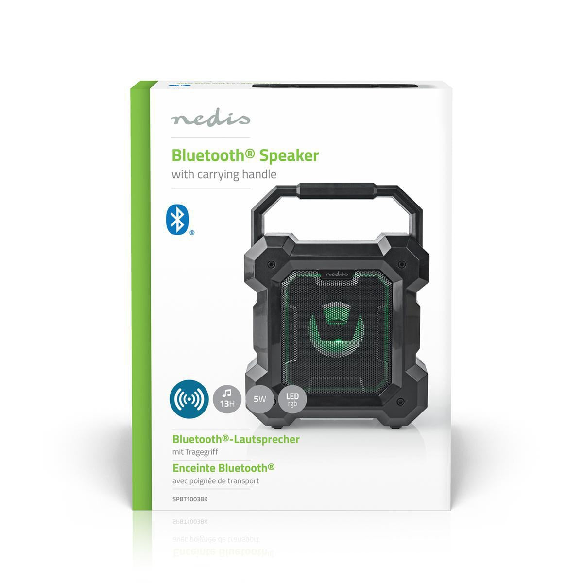 Bluetooth® Speaker | Maximum battery life: 13 hours | Table Design | 5 W| Mono | Built-in microphone | Black