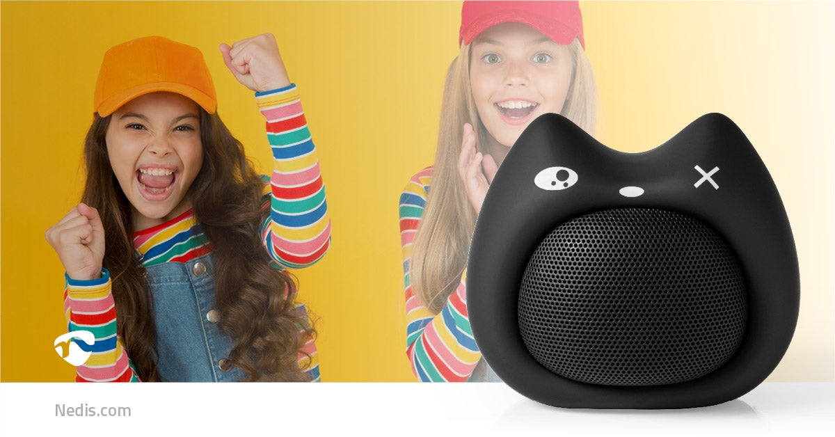 Bluetooth® Speaker | Maximum battery life: 3 hours | Handheld design | 9 W| Mono | Built-in microphone | Syncable | Animatick's Kelly Kitten | Black