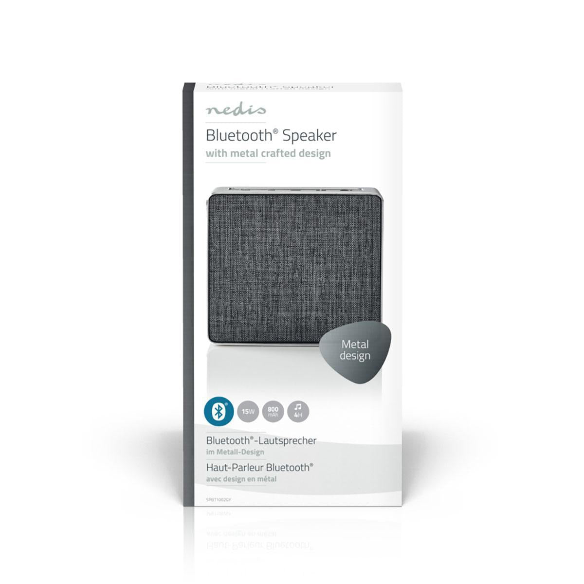 Bluetooth® Speaker | Maximum battery life: 4 hours | Handheld design | 15 W| Stereo | Built-in microphone | Gray