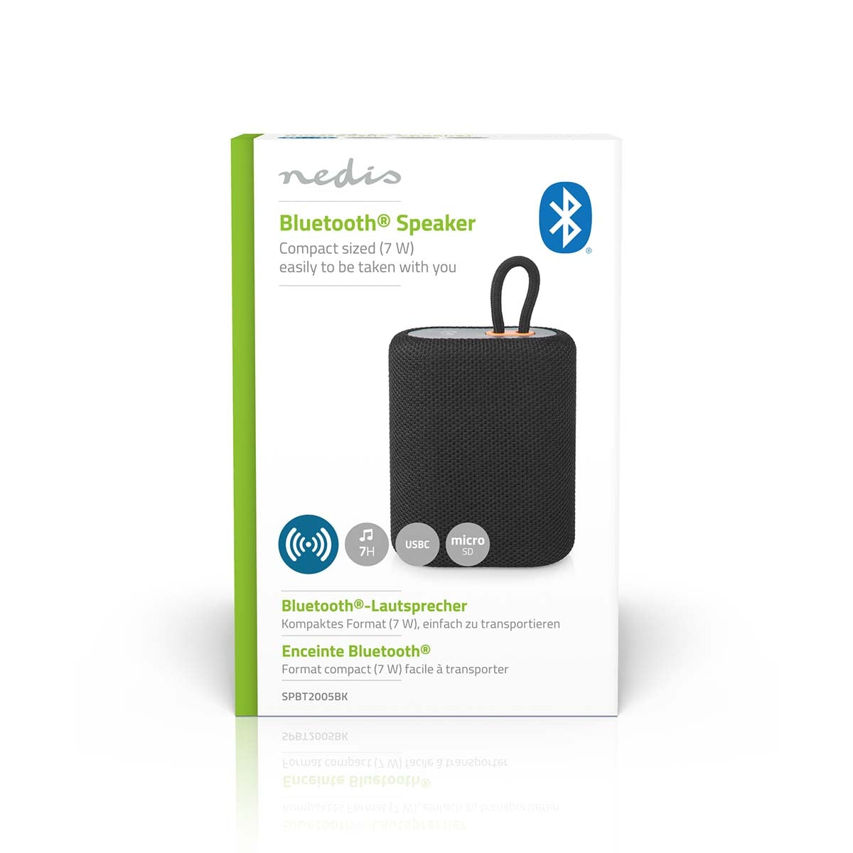 Bluetooth® Speaker | Maximum battery life: 7 hours | Handheld design | 7 W| Mono | Built-in microphone | Syncable | Black