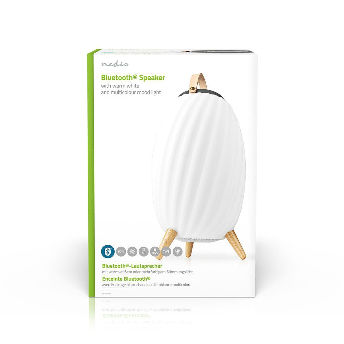 Bluetooth speaker with mood lighting | 6 hours | Ambient design | 60 W | Mono | RGB / Warm White | IPX5 | Syncable | Grey/White