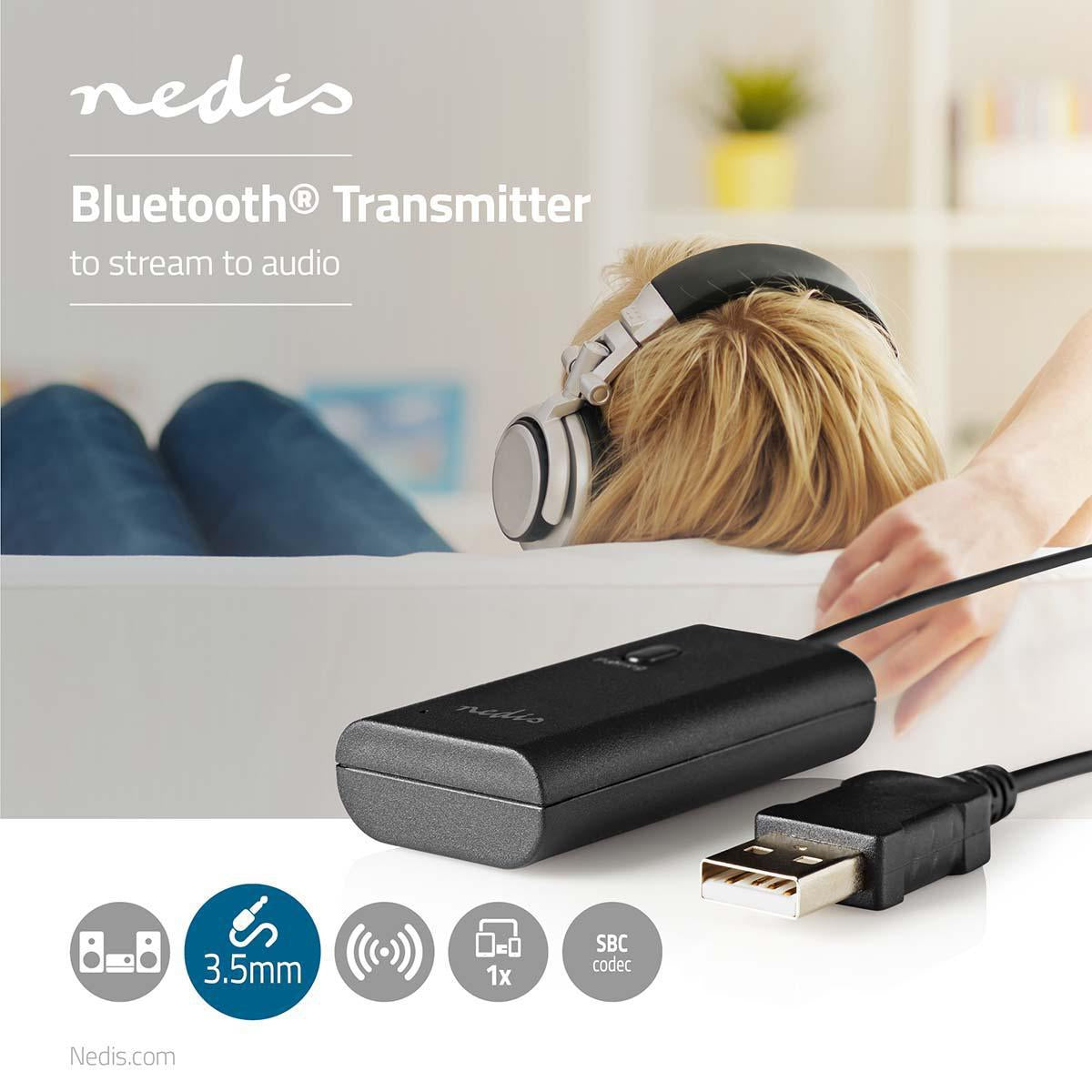 Bluetooth® transmitter | Connection input: 1x AUX / 1x USB | SBC | Up to 1 unit | Black