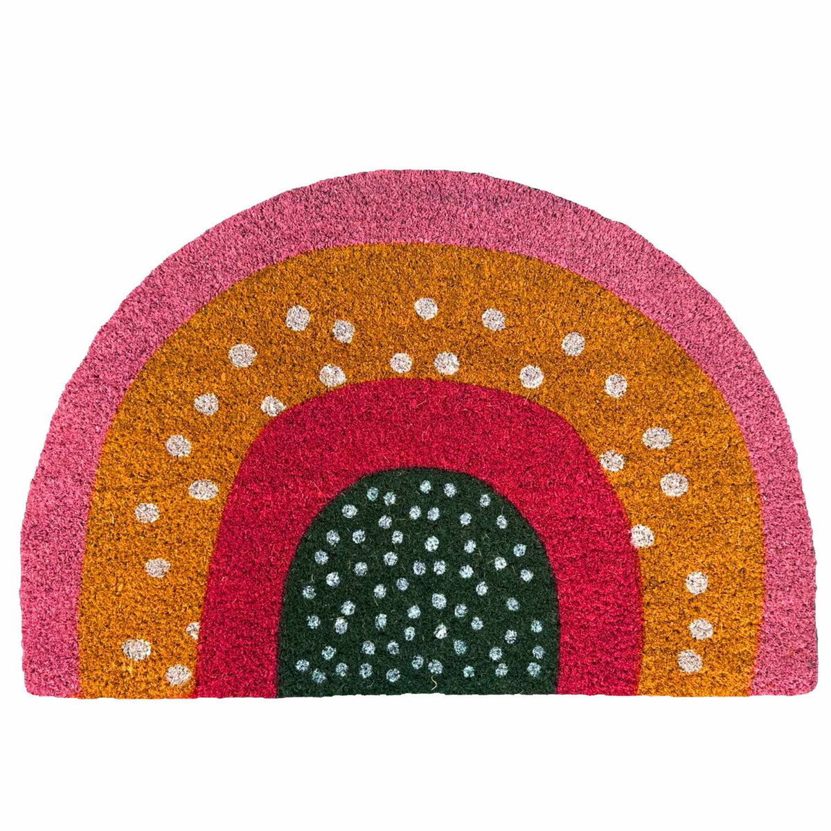 Boho Coir Doormat, Semi-Circular, Indoor/Outdoor Use