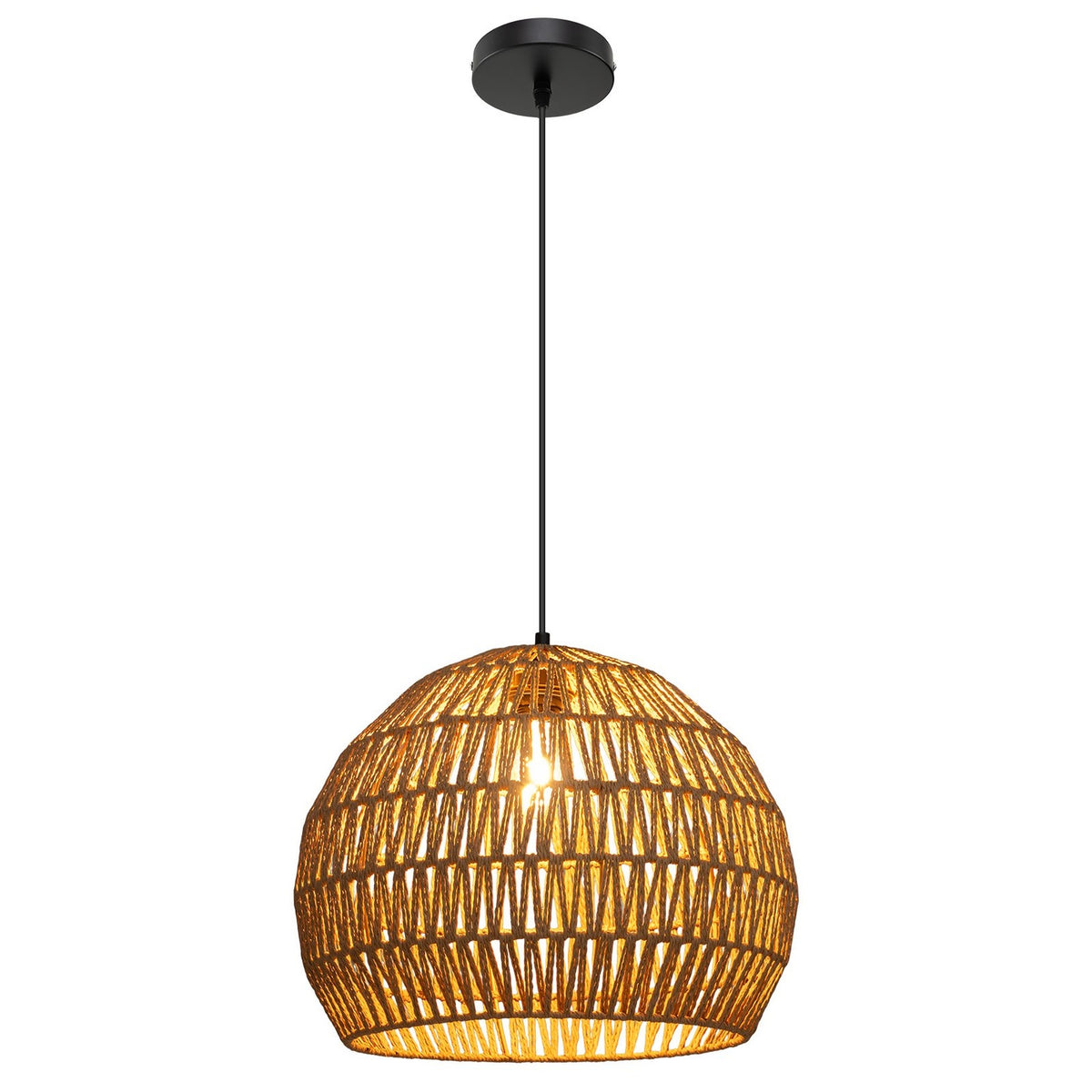 Boho Pendant Light, Adjustable Height, Paper Shade