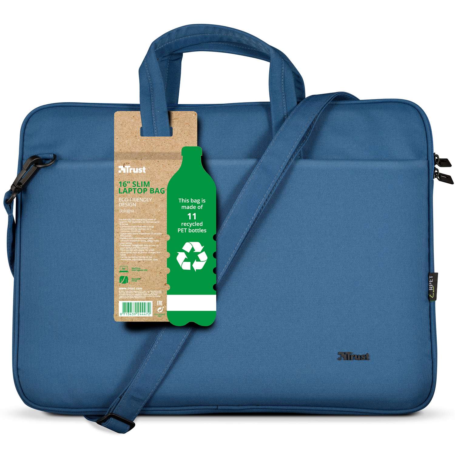 Bologna Laptop bag 16" Eco-friendly Blue