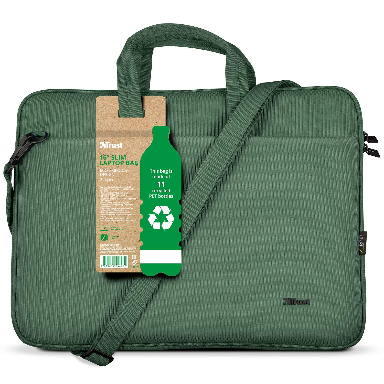 Bologna Laptop bag 16" Eco-friendly Green