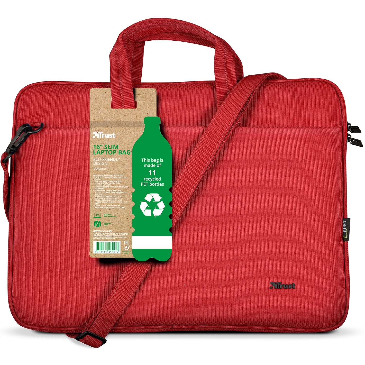 Bologna Laptop bag 16" Eco-friendly Red