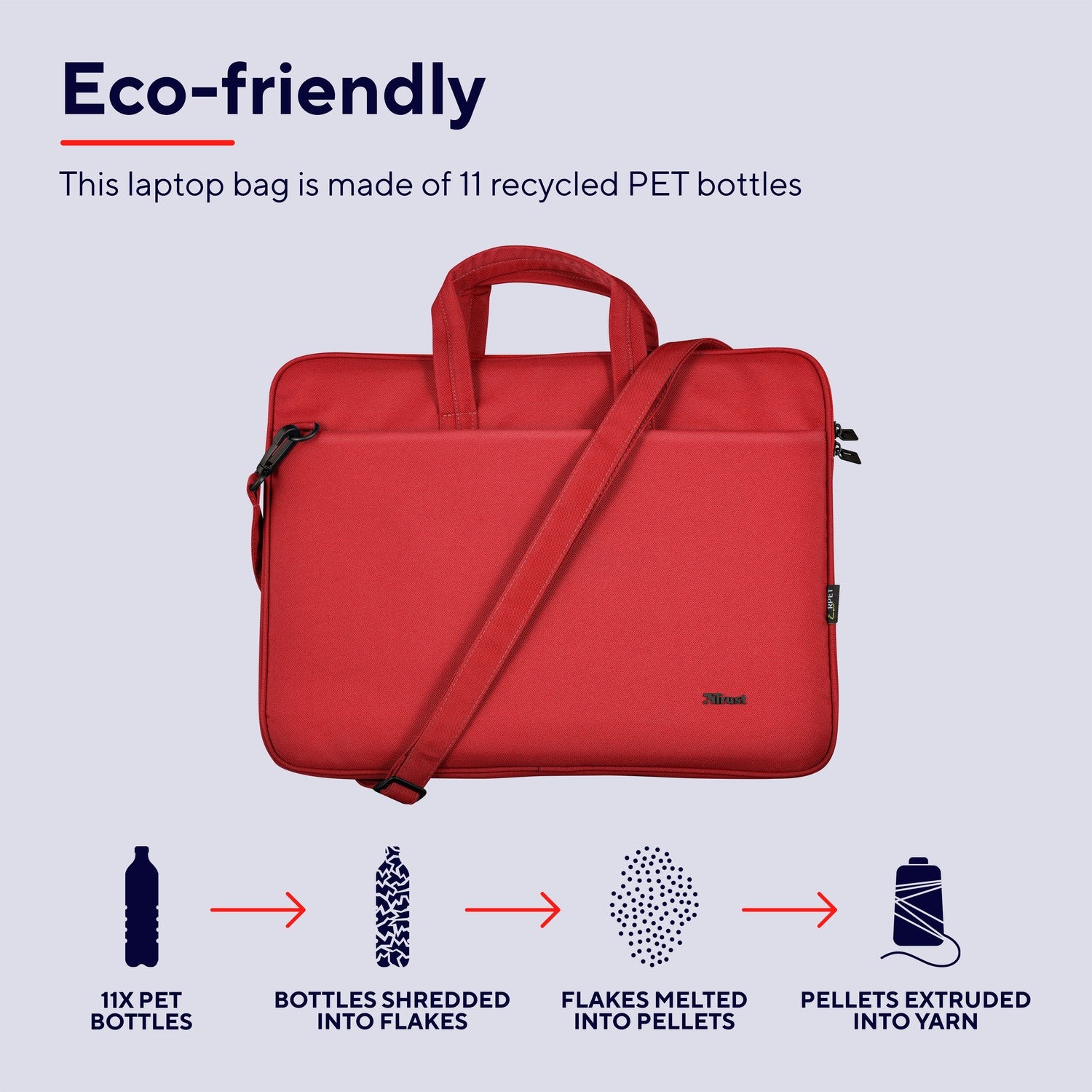 Bologna Laptop bag 16" Eco-friendly Red