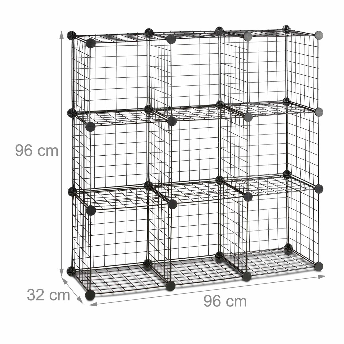 Bolt-free shelves in wire mesh 9 compartments