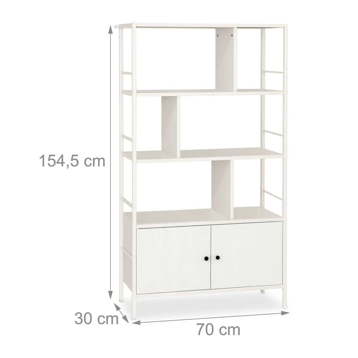 Bookcase with Storage Unit – 3 Shelves, Base Cabinet