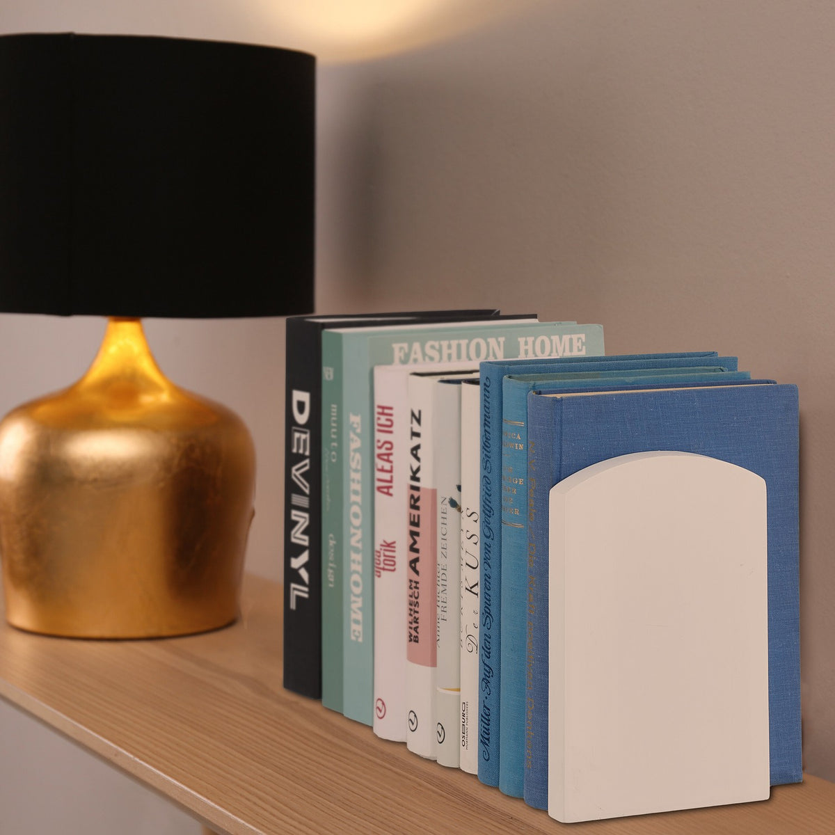 Bookends Set of 2, White Bamboo, Modern Design