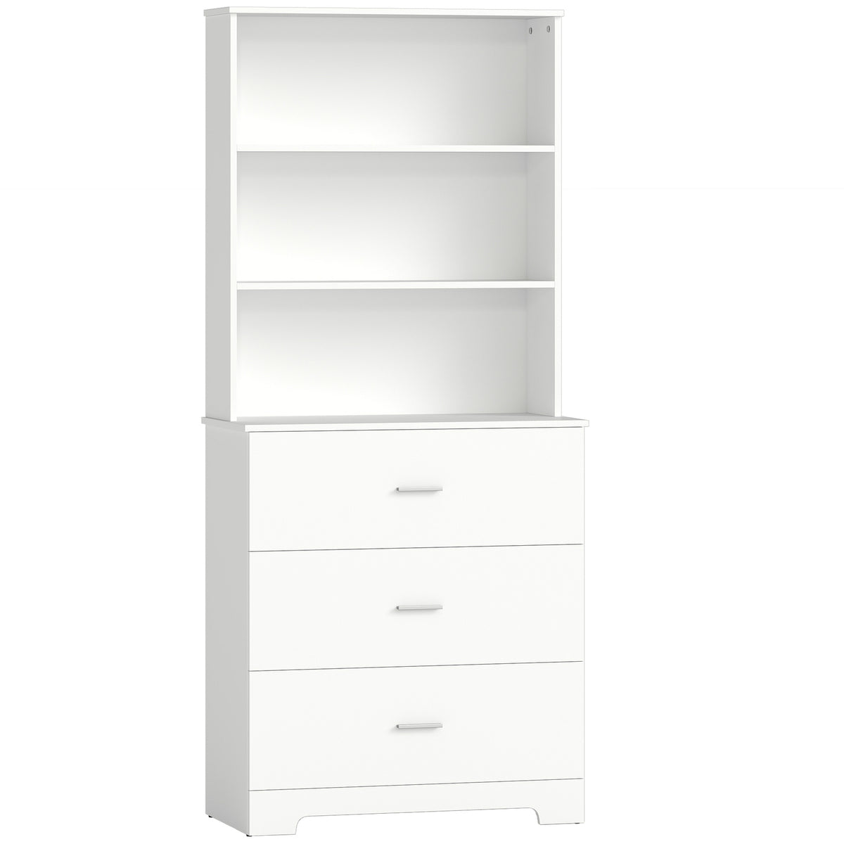 Bookshelf Cabinet with 3 Drawers, 3 Shelves, White, 79x39.5x180 cm