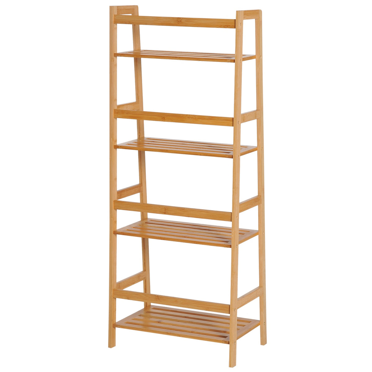 Bookshelf standing shelf with 4 levels storage shelf made of bamboo office shelf for living room, bedroom, office, natural |