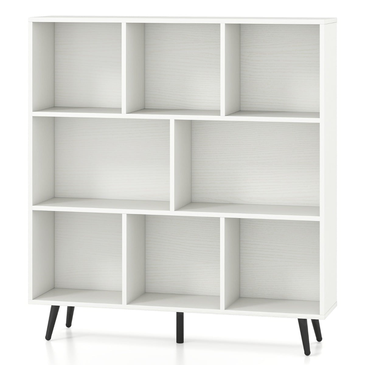 Bookshelf with Shelves, 3-Tier, Wood Legs, 100 cm