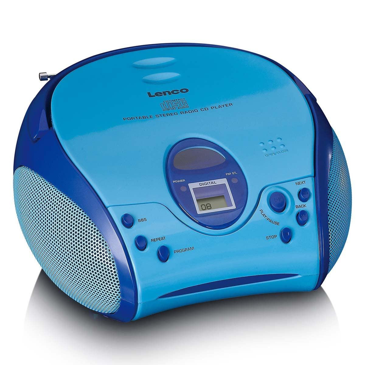 Boombox with CD player FM radio and stickers Blue