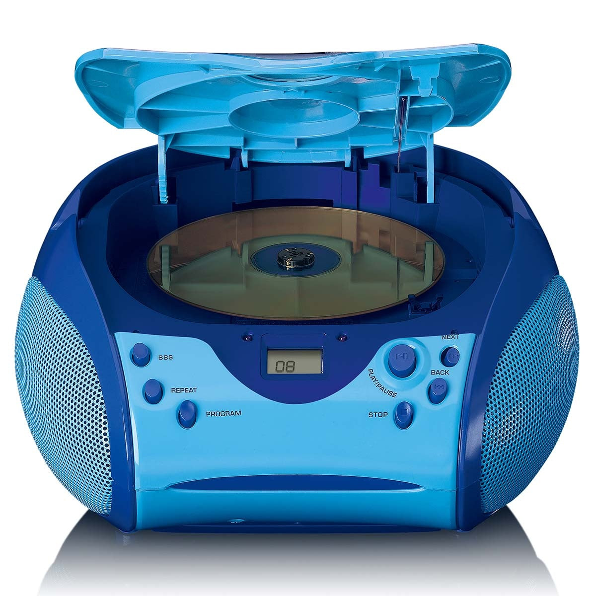 Boombox with CD player FM radio and stickers Blue