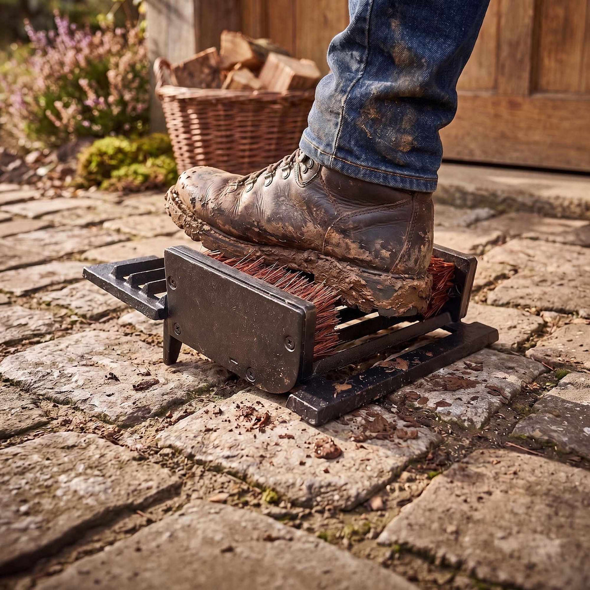 Boot Scraper, Cast Iron Grate With Built-In Boot Jack