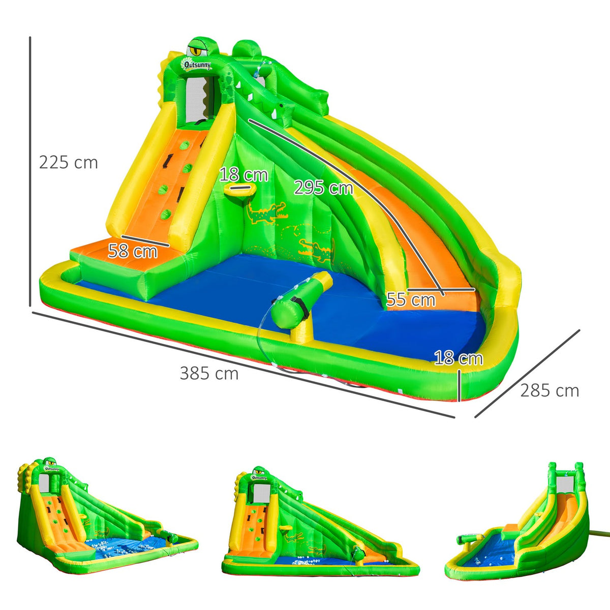 Bouncy Castle Inflatable Blower Water Slide Play Pool Water Play Center Children From 3 Years 380X285X225Cm