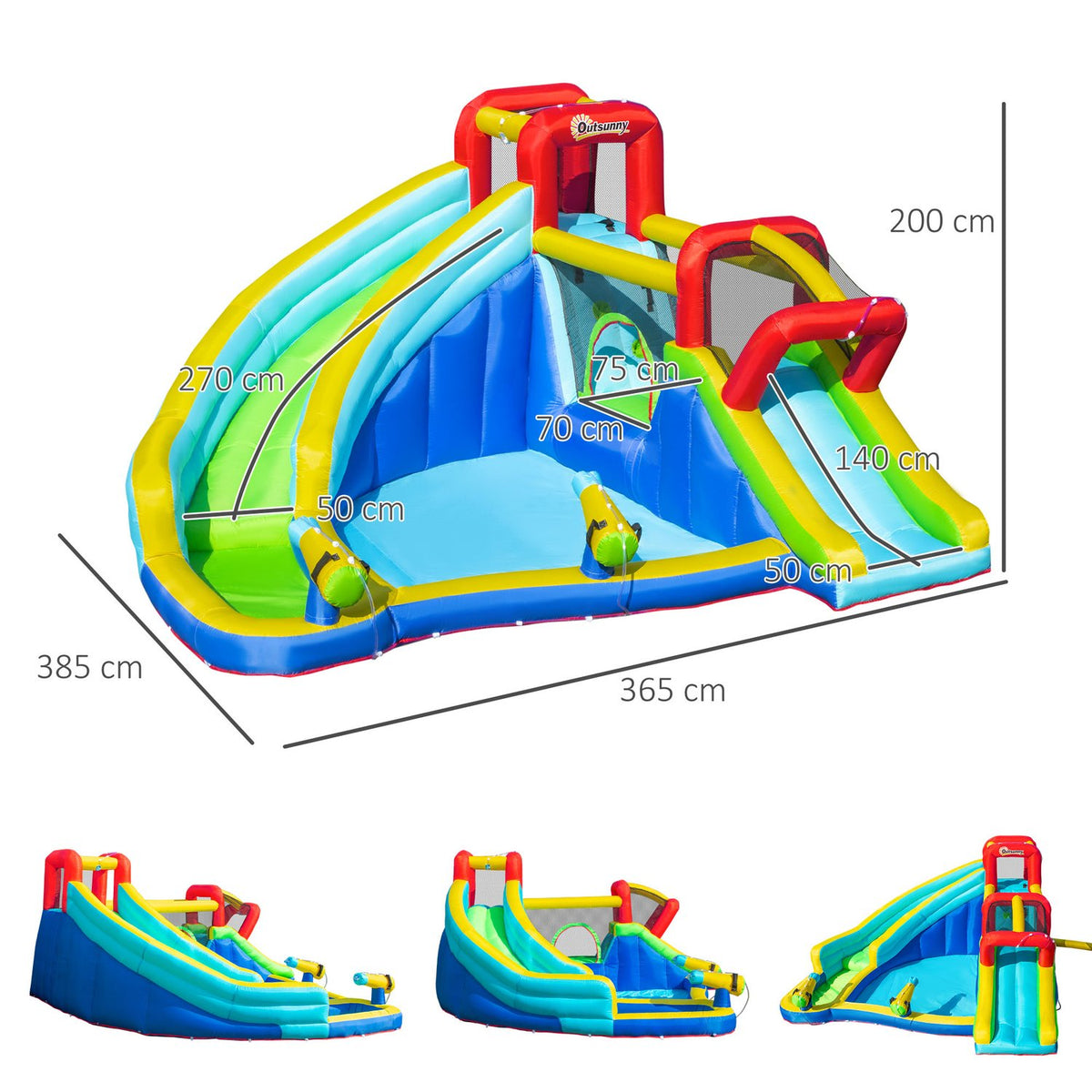 Bouncy Castle Water Park With Water Slide With Blower Inflatable Water Play Center With Slide Bouncy Castle For Children Aged 3 To 8 Years