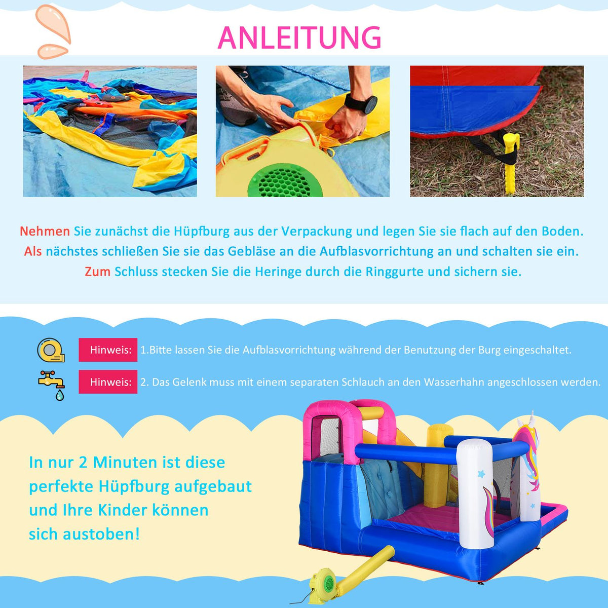 Bouncy Castle With Blower Slide Pool For 4 Children Inflatable Jumping Castle For 3-8 Years Children Outdoor Water Park Oxford Polyester Fabric