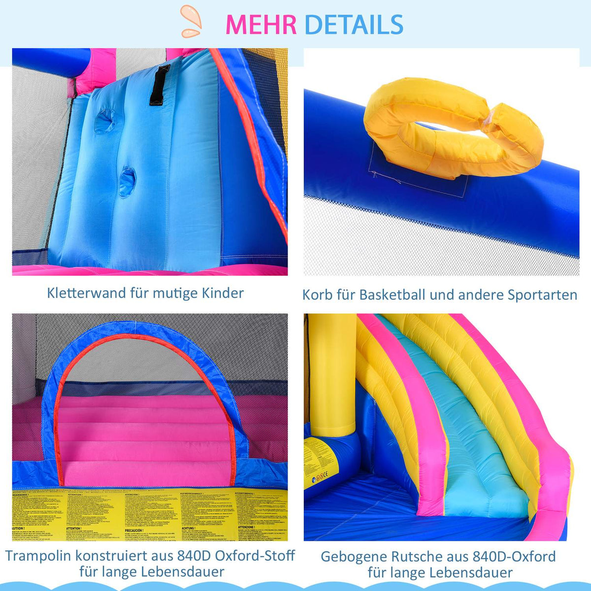 Bouncy Castle With Blower Slide Pool For 4 Children Inflatable Jumping Castle For 3-8 Years Children Outdoor Water Park Oxford Polyester Fabric