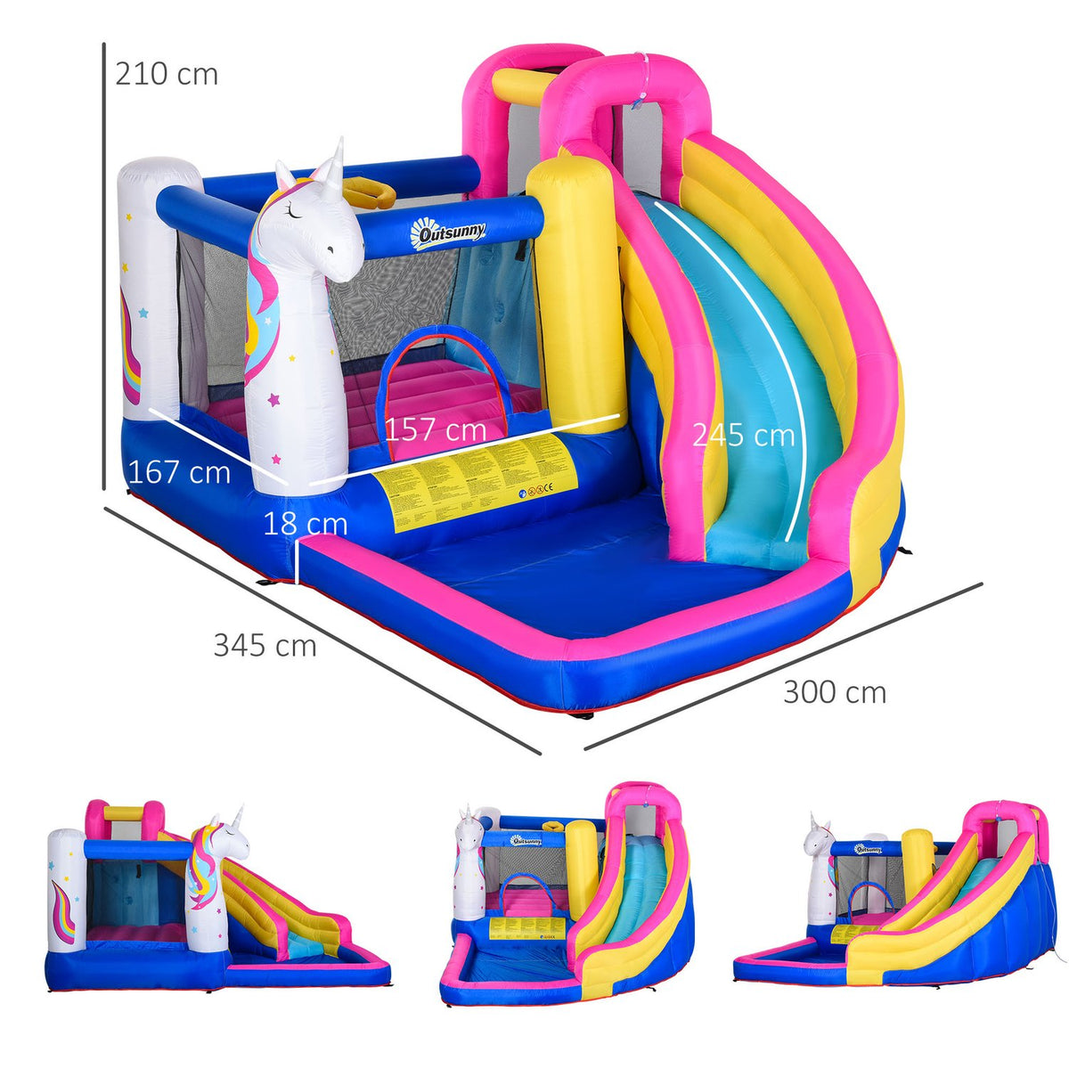Bouncy Castle With Blower Slide Pool For 4 Children Inflatable Jumping Castle For 3-8 Years Children Outdoor Water Park Oxford Polyester Fabric