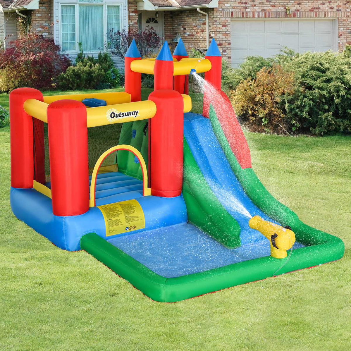 Bouncy Castle With Slide Blower Inflatable Water Slide For 4 Children Garden Xxl Jumping Castle For 3-8 Years 330 X245X215Cm