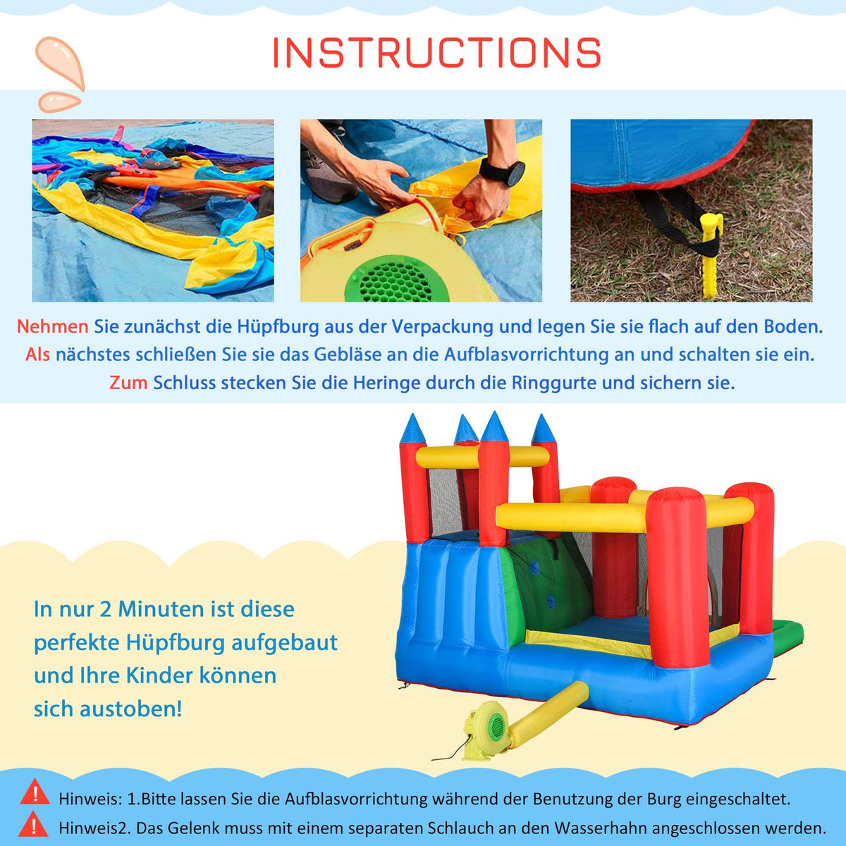 Bouncy Castle With Slide Blower Inflatable Water Slide For 4 Children Garden Xxl Jumping Castle For 3-8 Years 330 X245X215Cm