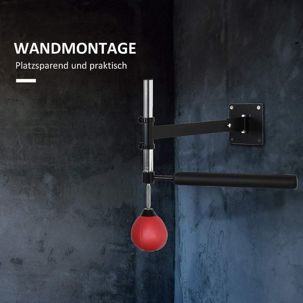 Boxing Frame Spinning Bar Boxing Wall Mount Foldable with Reflex Bar Height-Adjustable 360° Swing for Adults, Red